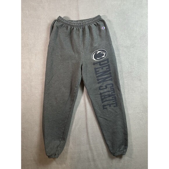 Champion Penn State Sweatpants Sz Medium Relaxed Fleece Gray Logo Spell out - Picture 1 of 5